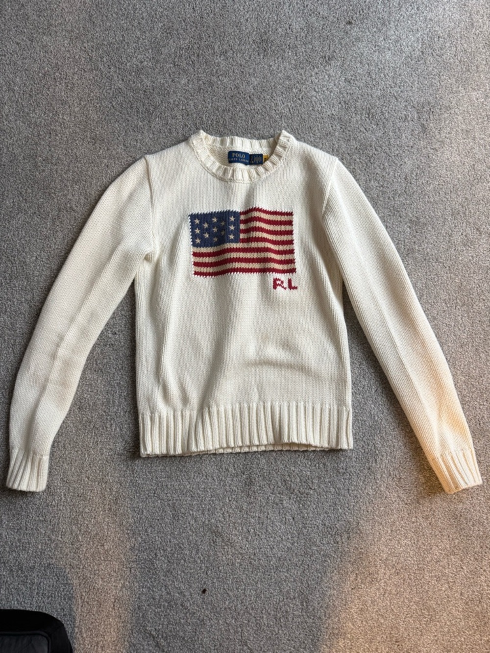 Ralph Lauren Cream Knit Sweater with Blue Label
